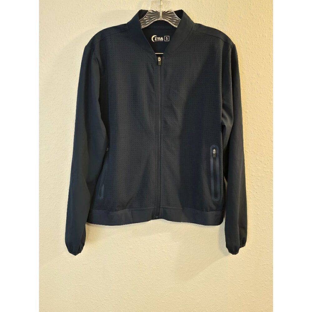 Zyia Active Full Zip Jacket Chill Note Lightweight Blue Womens Bomber Size Small